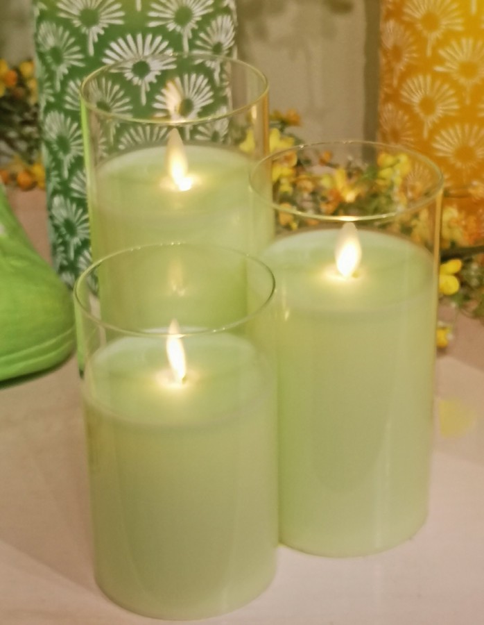 Glass Pillar Candle (Green)