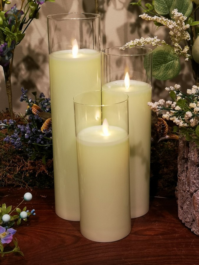 Glass Pillar Candle (Green)